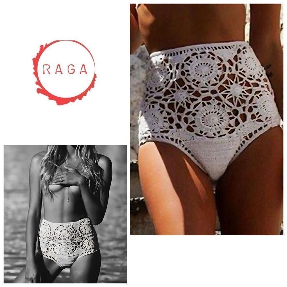 New. RAGA ivory high waisted crochet bikini bottom. Retails $99